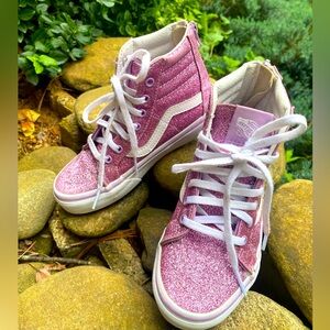 Vans sparkly pink high top vans! Any little girls favorite! Lightly used